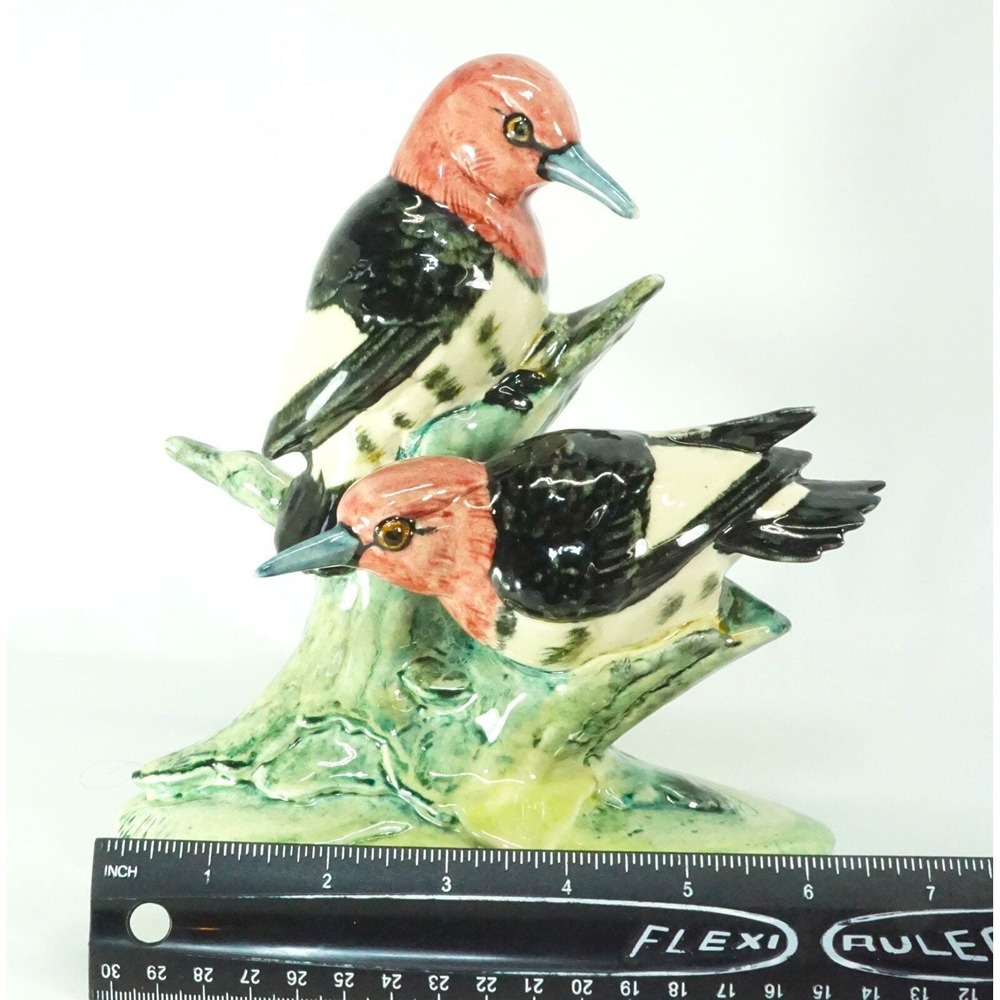 Stangl Pottery Birds Double Red Headed Woodpeckers / Pair Gloss Heads Vintage - Picture 11 of 11